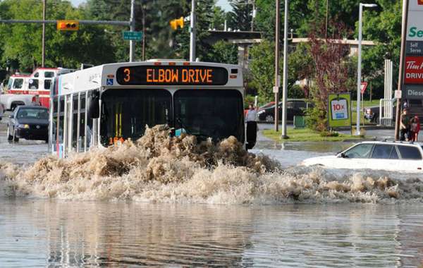 Flooded streets impervious surfaces - Calgary Alberta